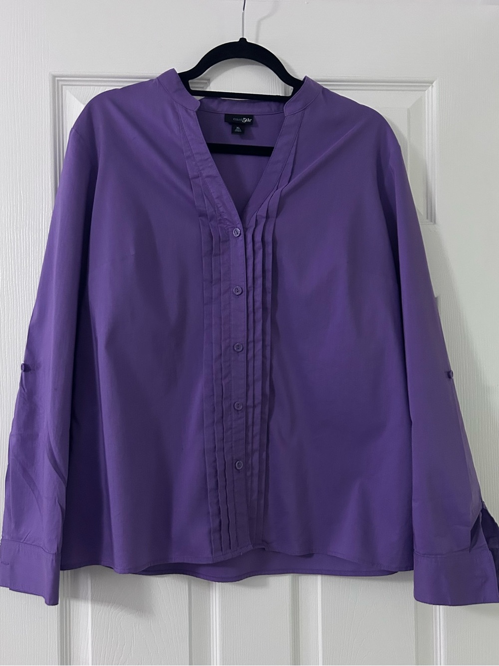 East 5th Purple Pintuck Button Down Blouse